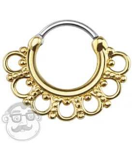14G Gold Plated Tribal Fan Septum Clicker