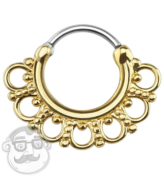 14G Gold Plated Tribal Fan Septum Clicker