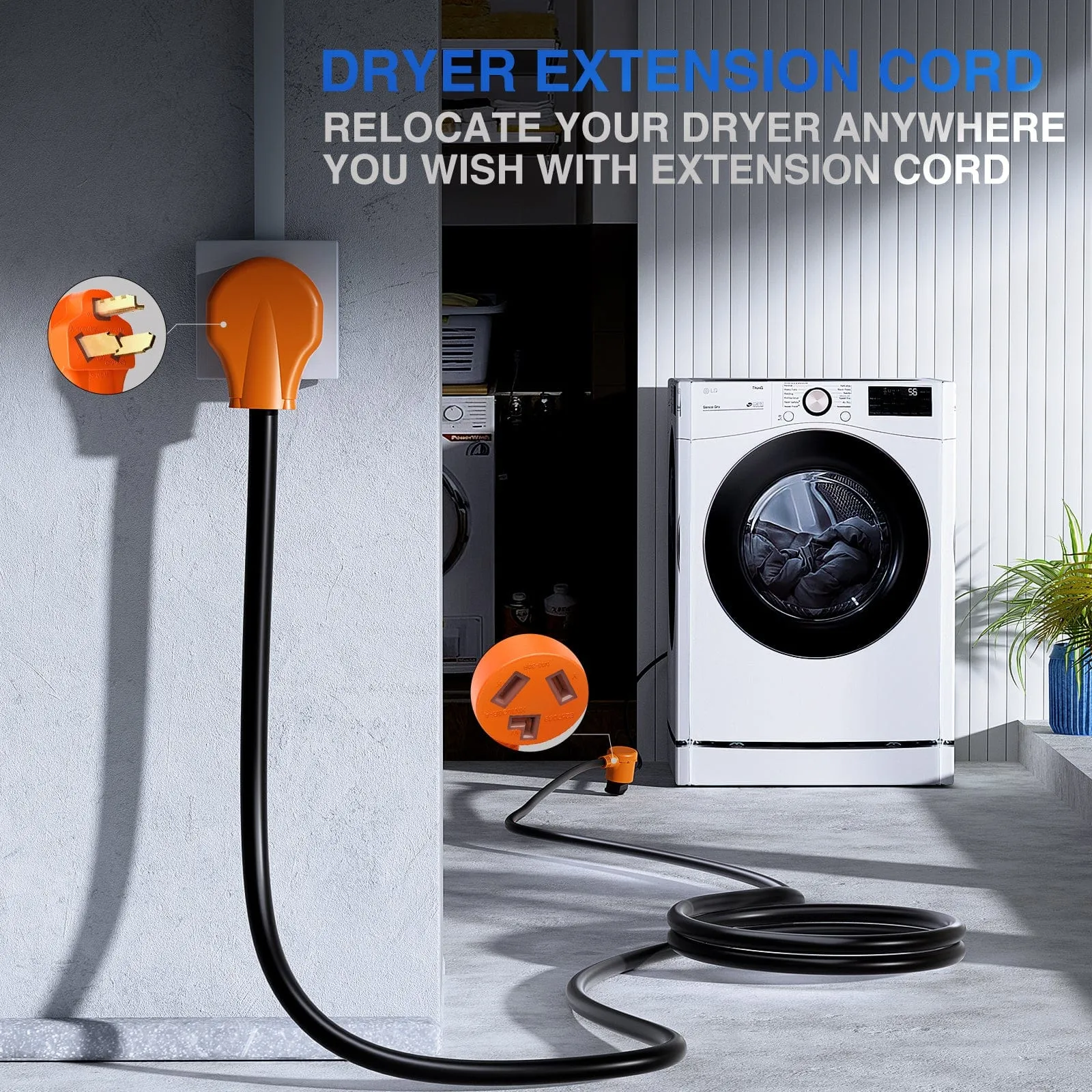 30 Amp 15FT 3 Prong EV Dryer Extension Cord