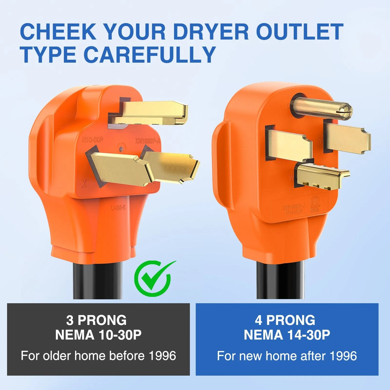 30 Amp 15FT 3 Prong EV Dryer Extension Cord