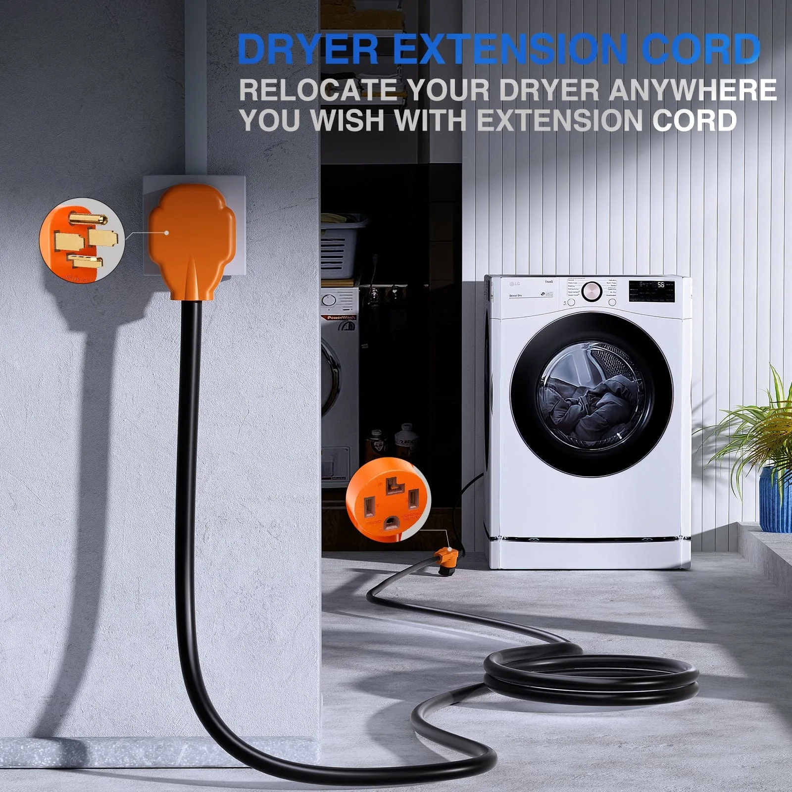 30 Amp 15FT 4 Prong EV Dryer Extension Cord