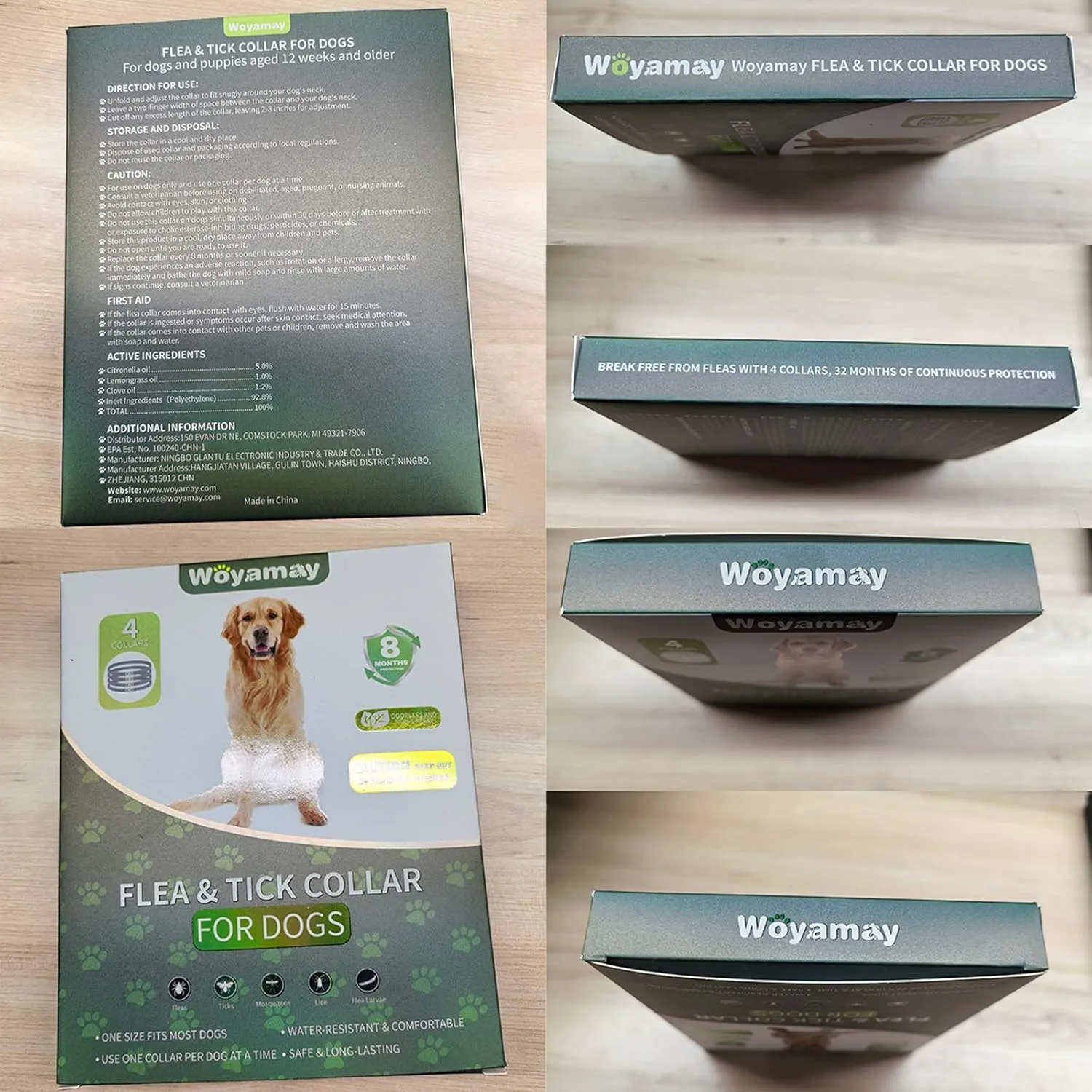 4 Pack Flea Collar for Dogs, 32-Month Dog Flea and Tick Treatment, Flea and Tick Prevention for Dogs, Adjustable Dog Flea and Tick Collar for All Breeds and Size