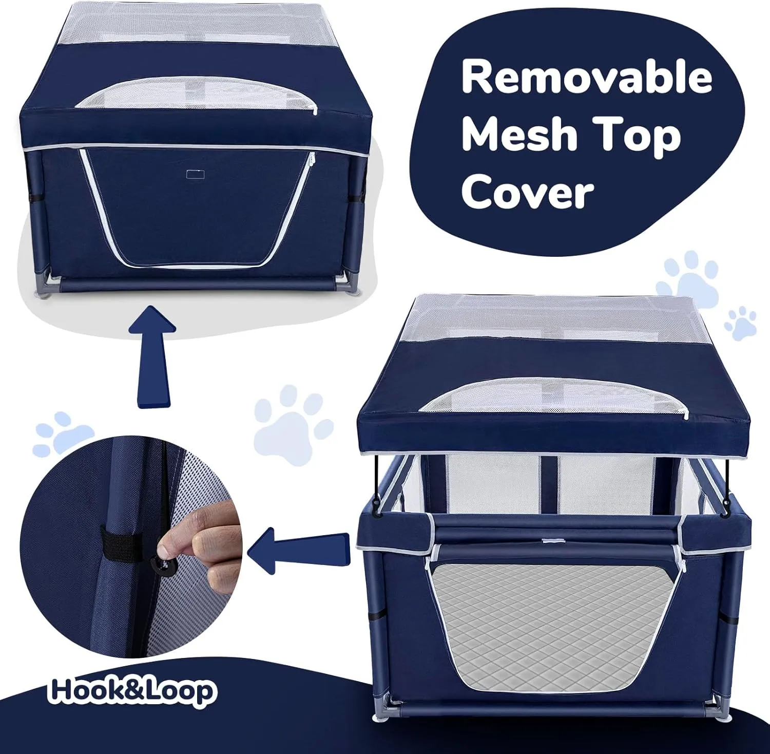 42  42 inch Dog Playpen with Pee Pad, Soft Puppy Playpen, 25 Height Pet Playpen for Small Dogs and Small Animals, Dog Fence Indoor, Play Yard with Zipper Door