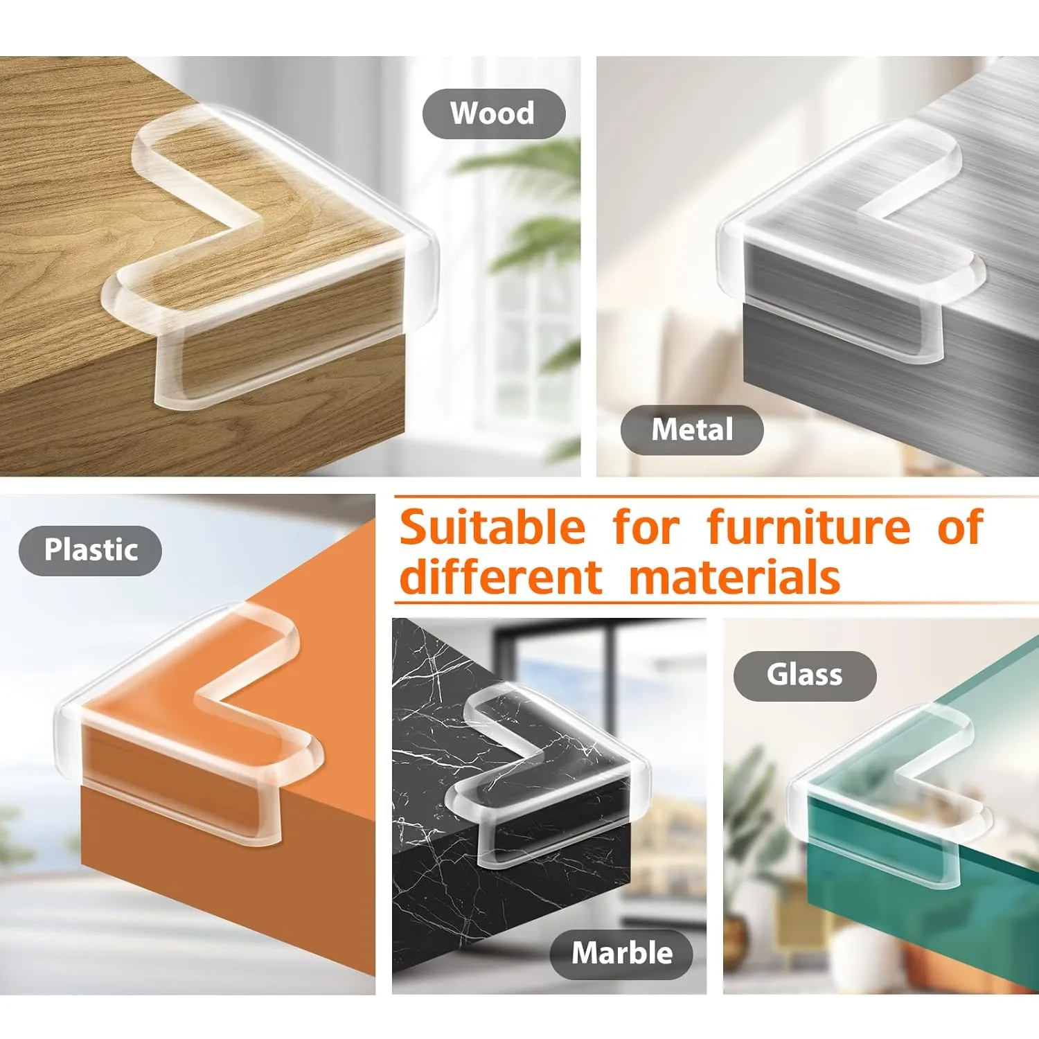 8 Pack Corner Protector Baby, Clear Coner Guard Furniture Corner & Edge Safety Bumpers Cushion for Table Edges & Sharp Coners, Baby Proofing, L Shaped