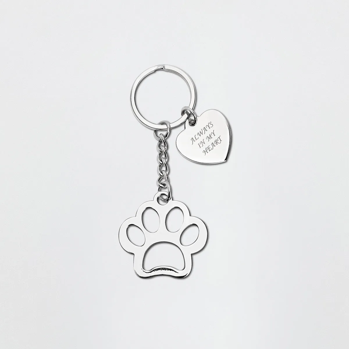 Always In My Heart Charm Paw Memorial Keyring