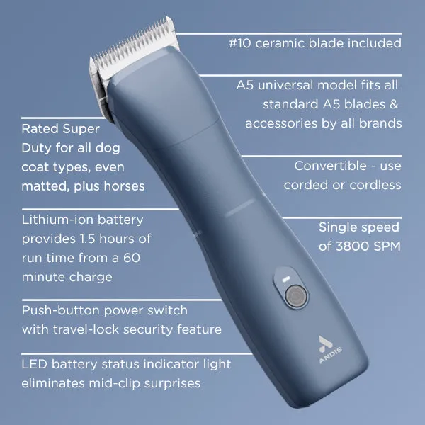 Andis eMERGE Corded/Cordless Clipper - Blue