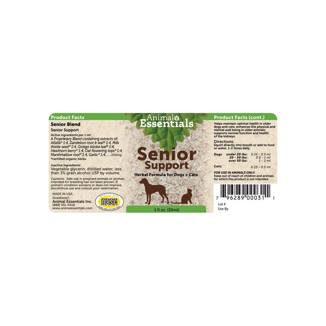 Animal Essentials Senior Support for Dogs & Cats