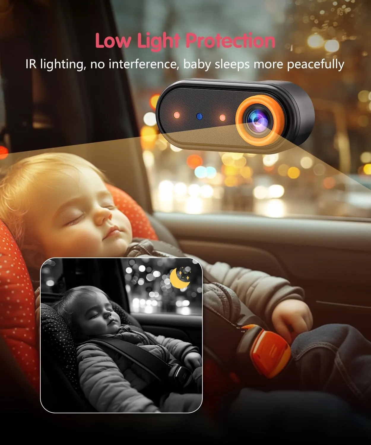 Baby Car Camera for 2 Kids, Dual Channel with 7.2" 1080P Crystal Clear Display, Easily Install Backseat Mirror with 2 IR Night Vision Cameras, Safety Car Baby Camera for Rear Facing