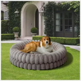 BALANCE Luxury Donut Dog Bed, 36 Inches Round Dog Beds Large Sized Dogs Washable, Egg Crate Foam Calming Dogs Bed for Pets with Anti-Slip Bottom, Oatmeal
