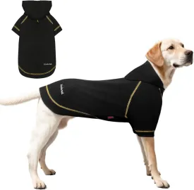 Basic Dog Hoodie Sweatshirts, Pet Clothes Hoodies Sweater with Hat and Leash Hole, Soft Cotton Outfit Coat for Large Medium Small Dogs, Black (Large)