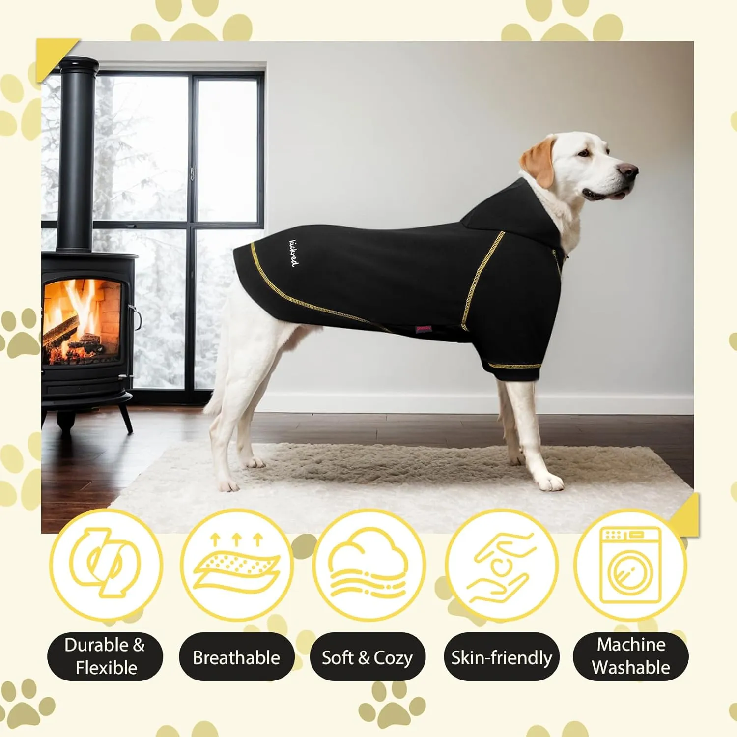 Basic Dog Hoodie Sweatshirts, Pet Clothes Hoodies Sweater with Hat and Leash Hole, Soft Cotton Outfit Coat for Large Medium Small Dogs, Black (Large)