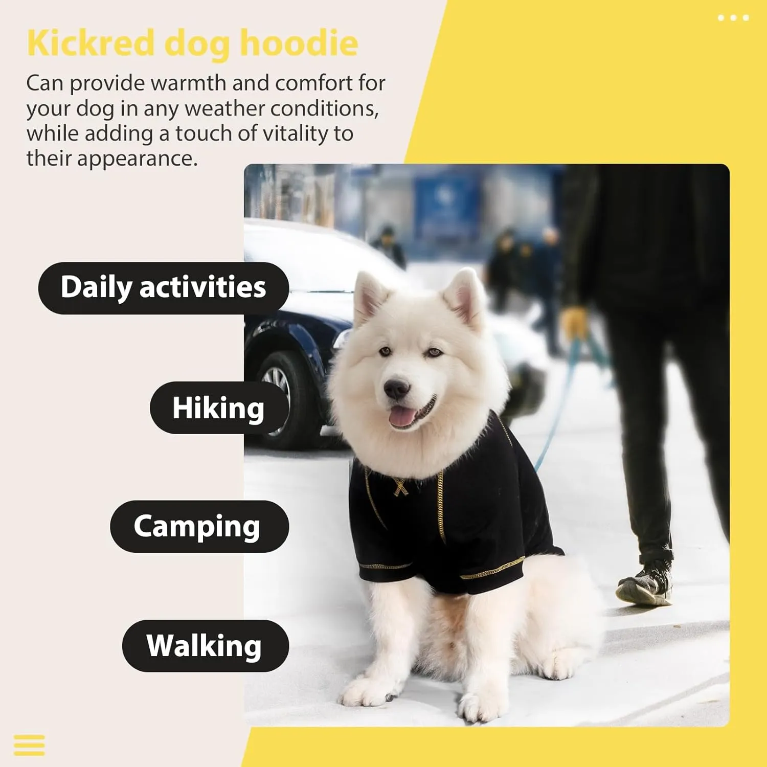 Basic Dog Hoodie Sweatshirts, Pet Clothes Hoodies Sweater with Hat and Leash Hole, Soft Cotton Outfit Coat for Large Medium Small Dogs, Black (Large)