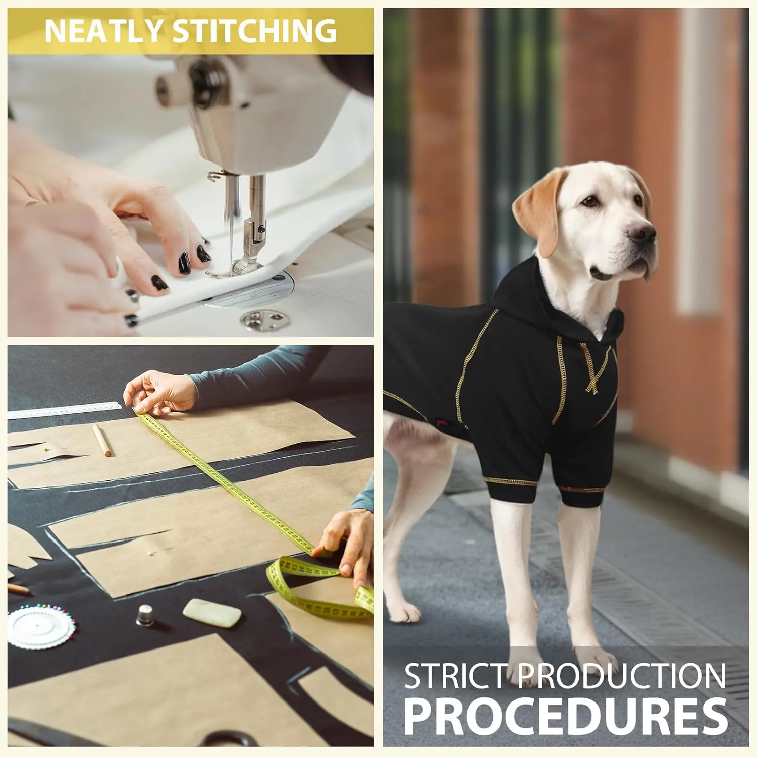 Basic Dog Hoodie Sweatshirts, Pet Clothes Hoodies Sweater with Hat and Leash Hole, Soft Cotton Outfit Coat for Large Medium Small Dogs, Black (Large)