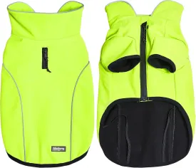 Blueberry Pet Windproof Waterproof Reflective Softshell Dog Jacket, Neon Yellow, Back Length 27.5", Size 26, Warm & Lightweight Winter Outdoor Windbreaker Coats Raincoats for Dogs