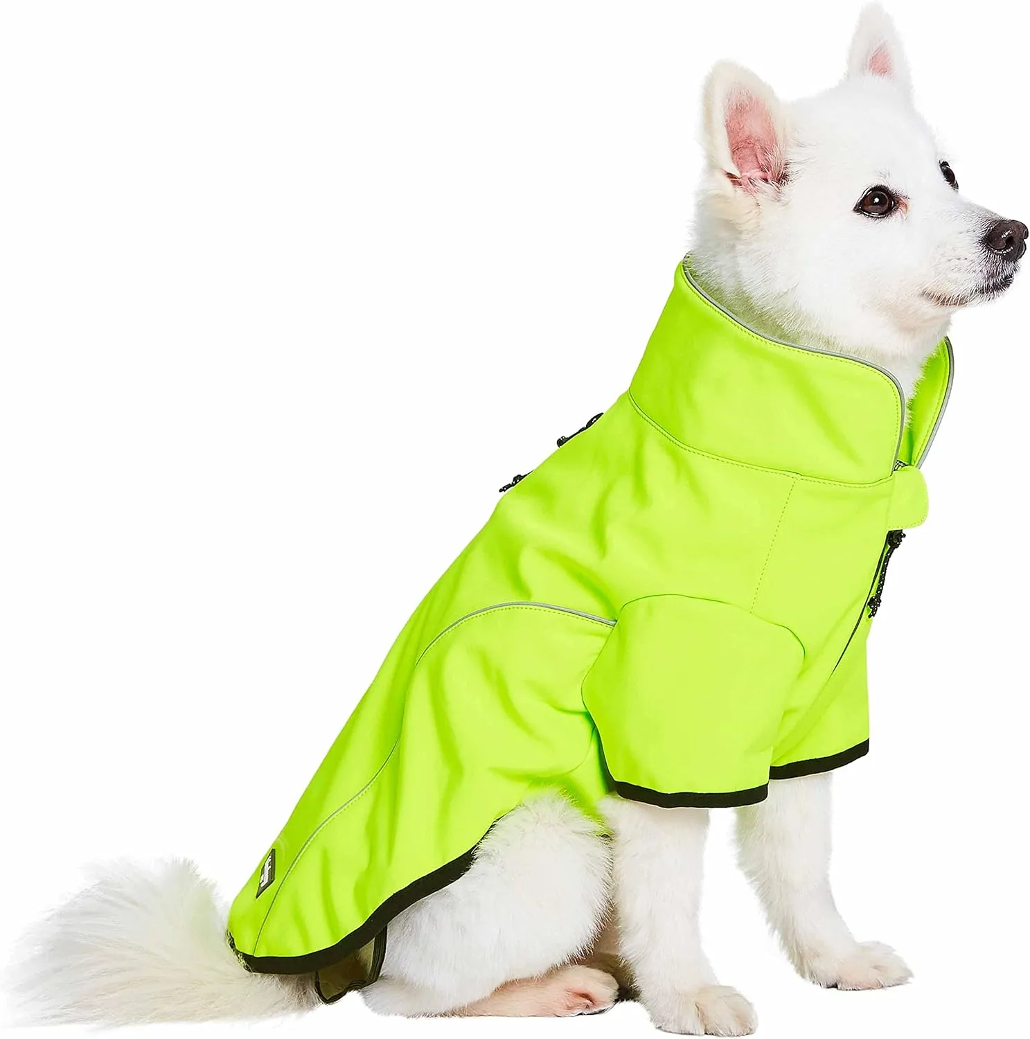 Blueberry Pet Windproof Waterproof Reflective Softshell Dog Jacket, Neon Yellow, Back Length 27.5", Size 26, Warm & Lightweight Winter Outdoor Windbreaker Coats Raincoats for Dogs