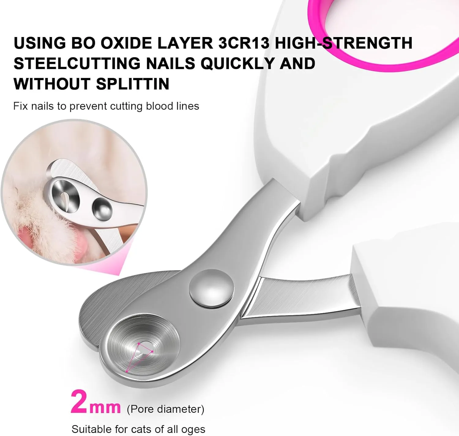 Cat Nail Clippers, Cat Claw Trimmers, Suitable for Small Animals Such as Cats, Birds, Hamsters, Rabbits, Hedgehogs, Ferrets, Chinchillas, Guinea PigsEtc. (Pink)