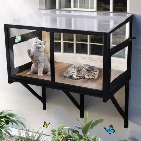 Cat Window Box Window Perch Catio Outdoor Cat Enclosure Bug Proof Wire Grid for Sunbathing Napping Overlooking for Indoor Outdoor Cats