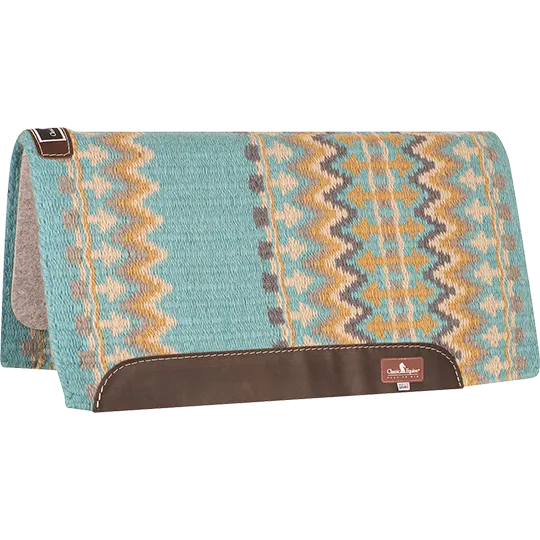 Classic Equine 32"X34" Wool Top Saddle Pad- Turquoise/Honey