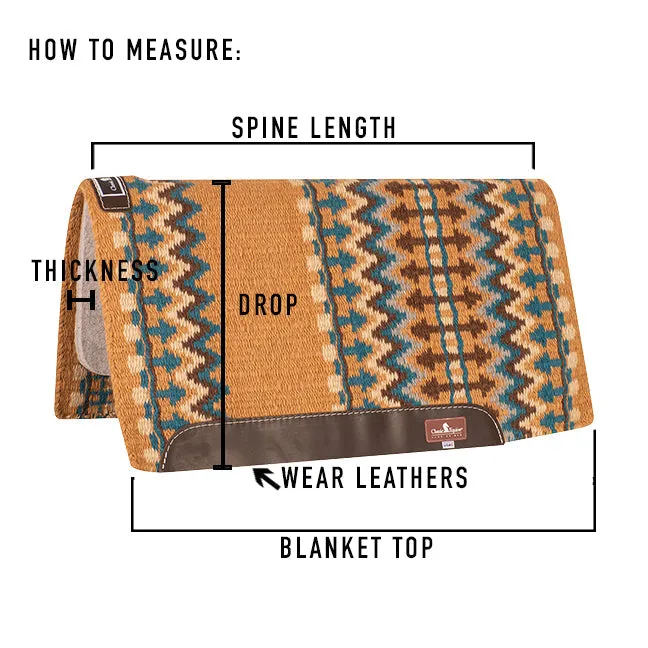 Classic Equine 32"X34" Wool Top Saddle Pad- Turquoise/Honey