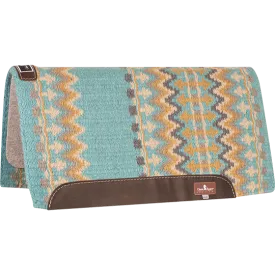 Classic Equine 32"X34" Wool Top Saddle Pad- Turquoise/Honey