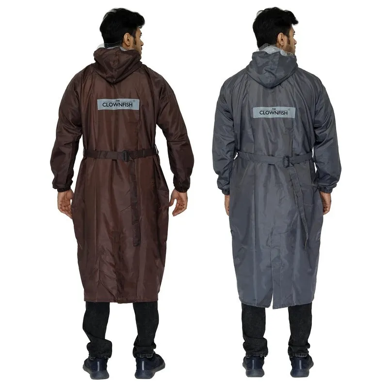 Combo: 2 Reversible Unisex Waterproof Long Coats with Storage Bag | Free Size | Grey, Brown