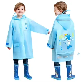 Custom Hooded Stylish Waterproof Pocket Raincoats Students Cartoon PVC Breathable Boys Rain Coat for Kids Baby