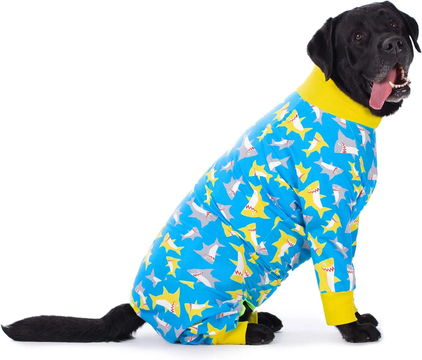 Dog Pajamas Jumpsuit for Medium Large Dogs,Lightweight Dog Pjs Clothes Apparel Onesies,Shirt for Large Size Dogs After Surgery, Full Belly (36, Blue Dinosaur)