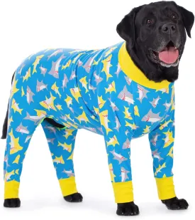Dog Pajamas Jumpsuit for Medium Large Dogs,Lightweight Dog Pjs Clothes Apparel Onesies,Shirt for Large Size Dogs After Surgery, Full Belly (36, Blue Dinosaur)