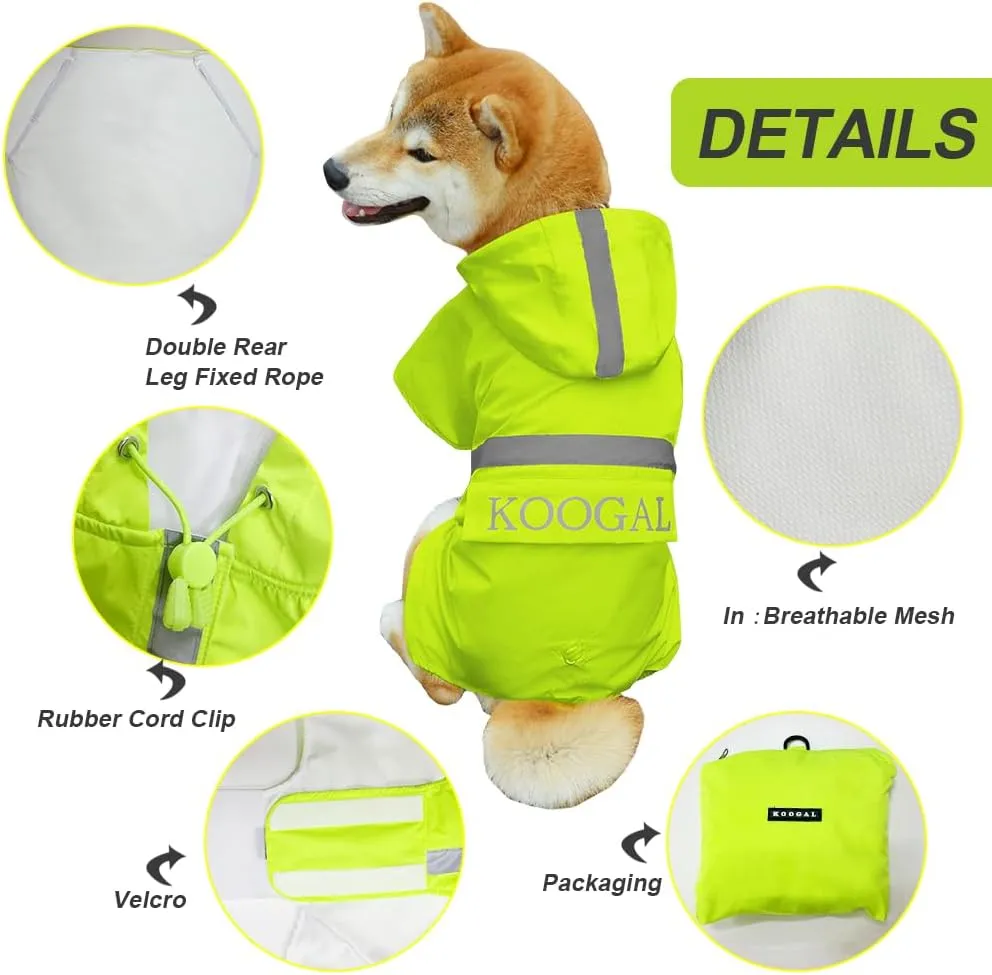 Dog Raincoat Apparel Poncho Waterproof Dog Clothes,Pet Jacket Dog Raincoats,Dog Raincoats for Small to Medium Sized Dogs(Fluor-Yellow,3XL)