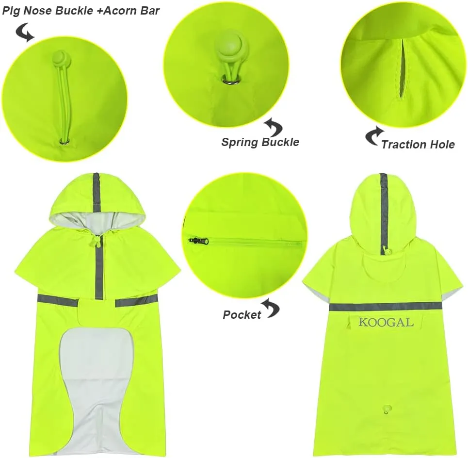 Dog Raincoat Apparel Poncho Waterproof Dog Clothes,Pet Jacket Dog Raincoats,Dog Raincoats for Small to Medium Sized Dogs(Fluor-Yellow,3XL)