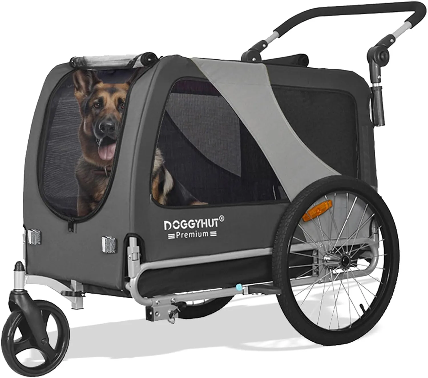 DOGGYHUT Premium Large/XL Pet Bike Trailer & Stroller for Large Sized Dog or Multiple Small Dogs,Low Center of Gravity,Parking Brakes,Easy Folding Frame,Bicycle Carrier