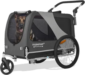 DOGGYHUT Premium Large/XL Pet Bike Trailer & Stroller for Large Sized Dog or Multiple Small Dogs,Low Center of Gravity,Parking Brakes,Easy Folding Frame,Bicycle Carrier