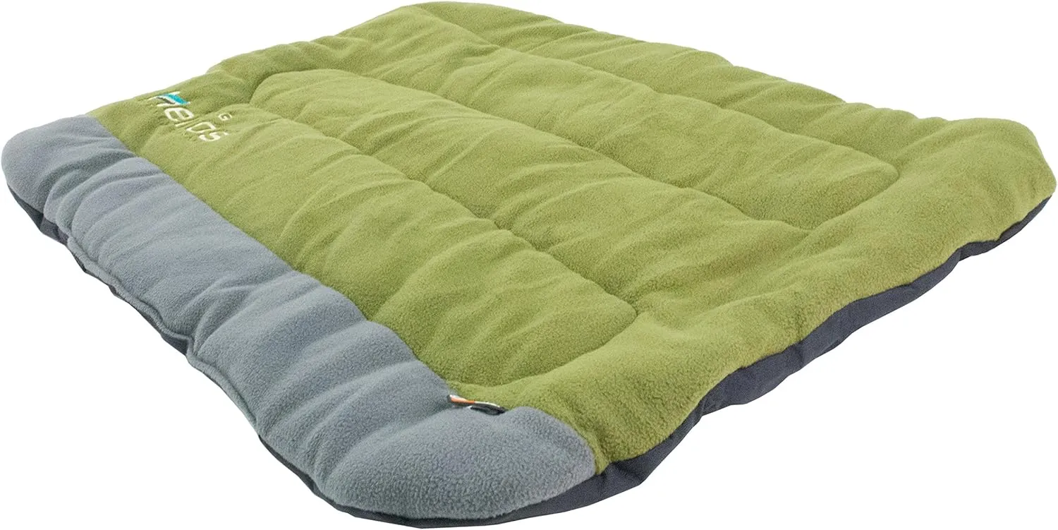 DOGHELIOS 'Combat-Terrain' Cordura-Nyco Reversible Nylon and Polar Fleece Travel Camping Folding Pet Dog Bed Mat, Medium, Olive Green, Grey