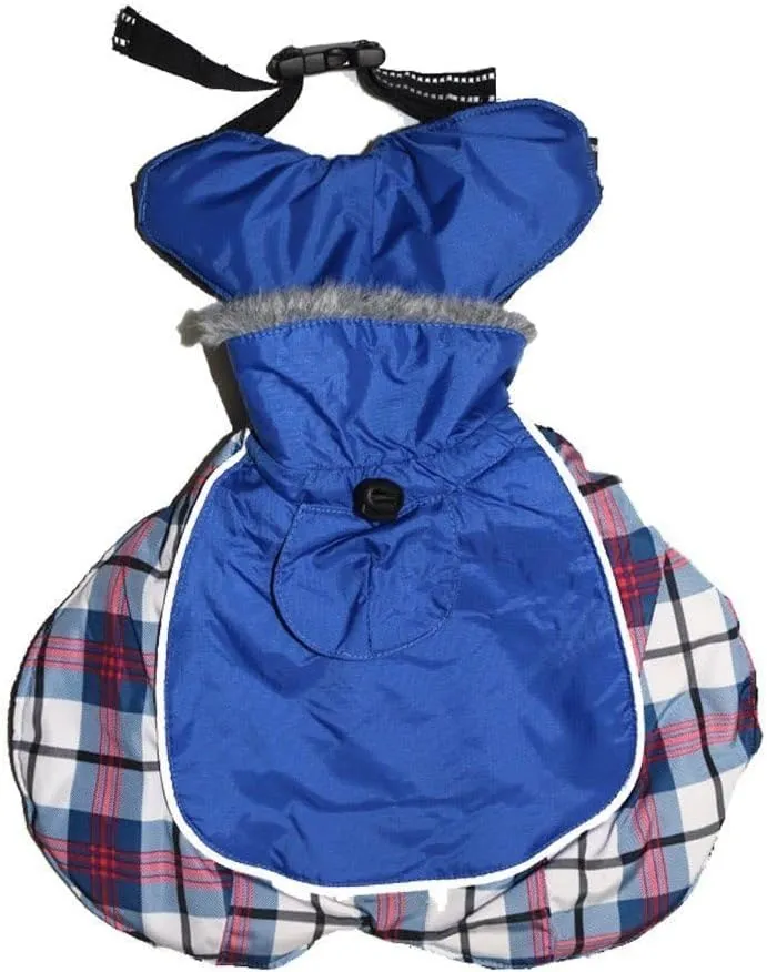 DroolingDog 100% Waterproof Dog Coats Heavy-Duty Adjustable Dogs Jackets with Warm Fleece Lining for Medium Large Golden Retriever Winter Dogs Clothes, Blue, Small