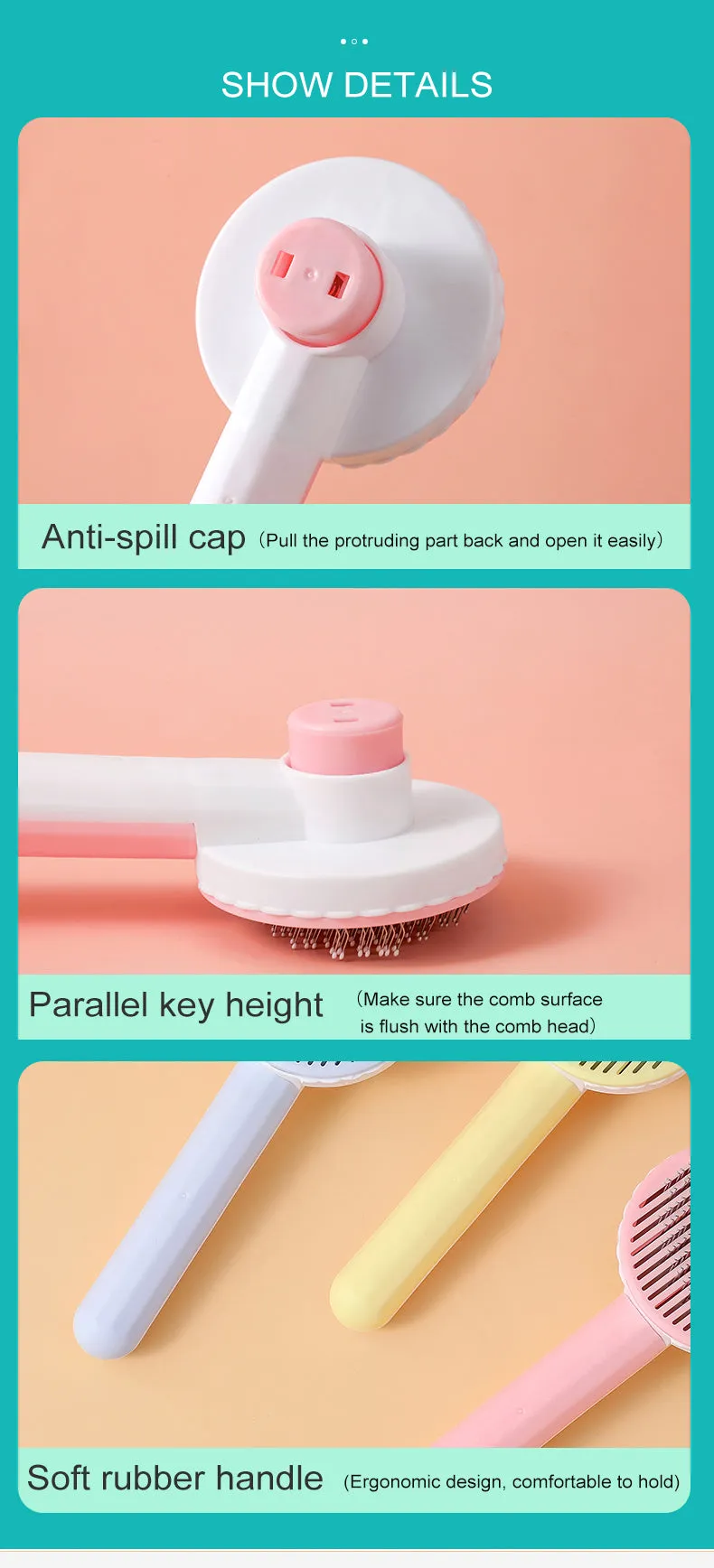 Funki Buys | Pet Brushes | Cat Comb, Dog Brush Self-Cleaning