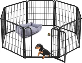 FXW Dog Playpen for Indoor Use - Wide gate and Safe Play, Heavy Duty 24 Inch 8 Panels Dog Pen for Puppies and Small Dogs, Black