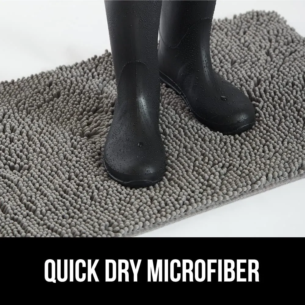 GORILLA GRIP Ultra Absorbent Grippy Doormat for Muddy Dog Paws, 30x20 Machine Washable Soakstopper Rugs Cleaner Floors, Bed Mat for Dirty Dogs, Indoor Entrance Door Rug Pet Bed Mats Gray