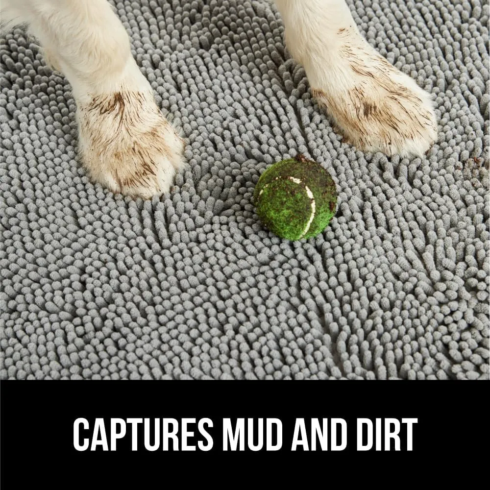GORILLA GRIP Ultra Absorbent Grippy Doormat for Muddy Dog Paws, 30x20 Machine Washable Soakstopper Rugs Cleaner Floors, Bed Mat for Dirty Dogs, Indoor Entrance Door Rug Pet Bed Mats Gray