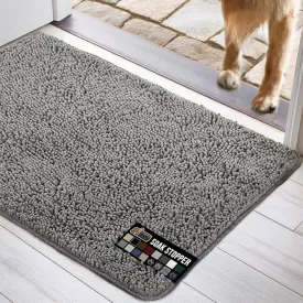 GORILLA GRIP Ultra Absorbent Grippy Doormat for Muddy Dog Paws, 30x20 Machine Washable Soakstopper Rugs Cleaner Floors, Bed Mat for Dirty Dogs, Indoor Entrance Door Rug Pet Bed Mats Gray