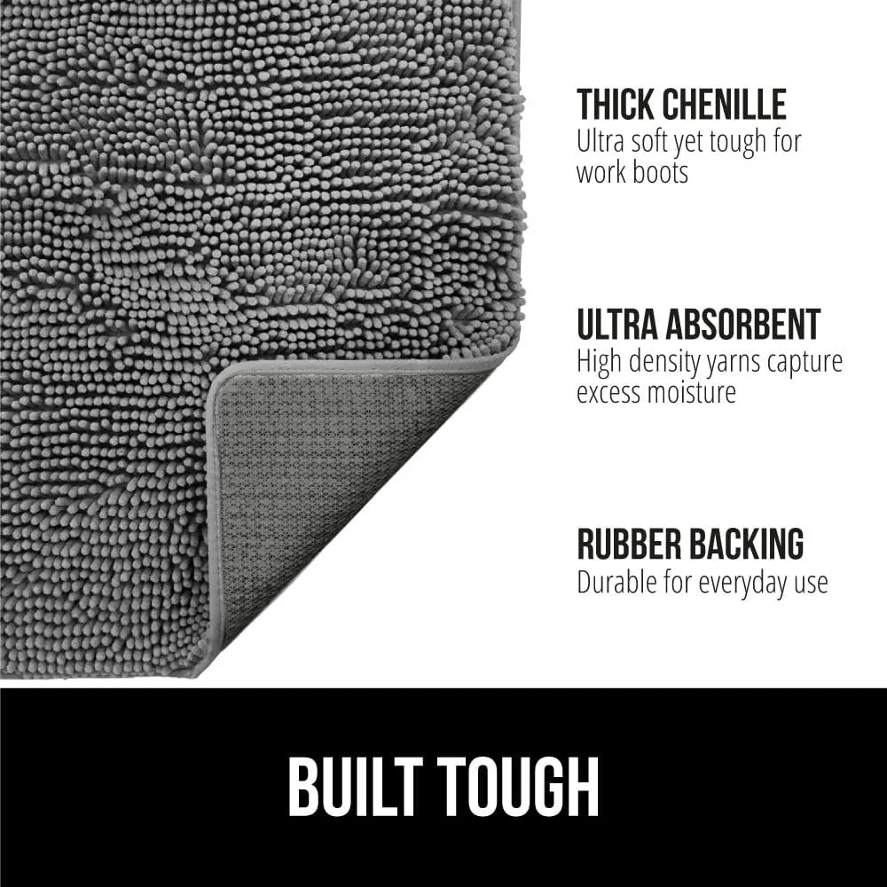 GORILLA GRIP Ultra Absorbent Grippy Doormat for Muddy Dog Paws, 30x20 Machine Washable Soakstopper Rugs Cleaner Floors, Bed Mat for Dirty Dogs, Indoor Entrance Door Rug Pet Bed Mats Gray