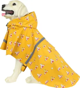 HAPEE Dog Raincoats for Large Dogs with Reflective Strip Hoodie,Rain Poncho Jacket for Dogs (E5-Yellow River, XL(Back Length 24"))