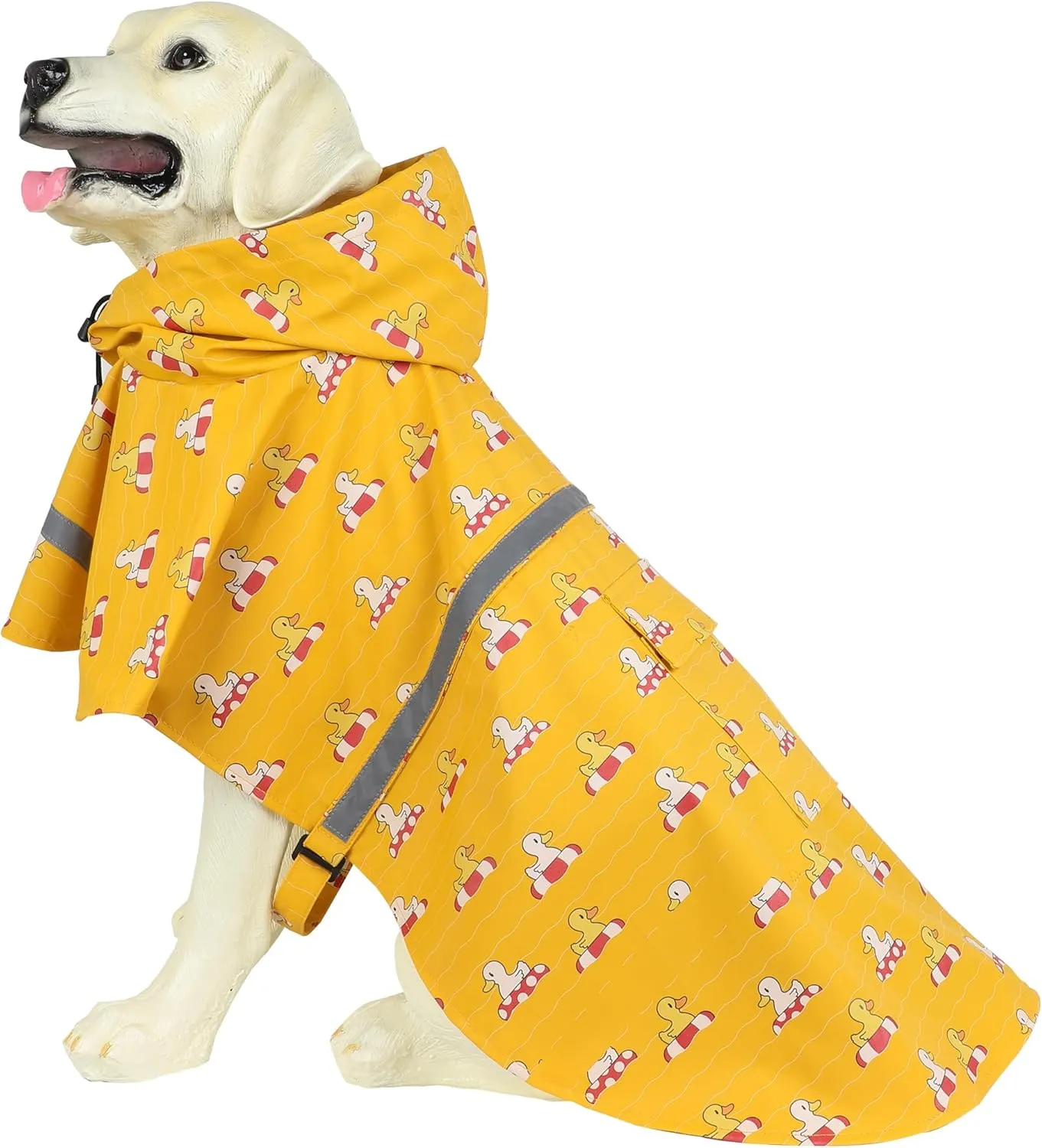 HAPEE Dog Raincoats for Large Dogs with Reflective Strip Hoodie,Rain Poncho Jacket for Dogs (E5-Yellow River, XL(Back Length 24"))