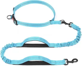 iYoShop Retractable Hands Free Dog Leash - Dual Handle Bungee Waist Leash for Small, Medium and Large Dogs (Medium/Large, 25-150 lbs, Baby Blue)