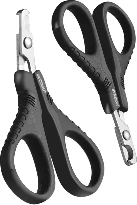 JAZZZNAP Cat Nail Clippers, Pet Nail Cutter Kitten Nail Trimmers for Cat, Puppies, Birds, Curved and Flat Tips with Non-Slip Handle, Black 2Pcs