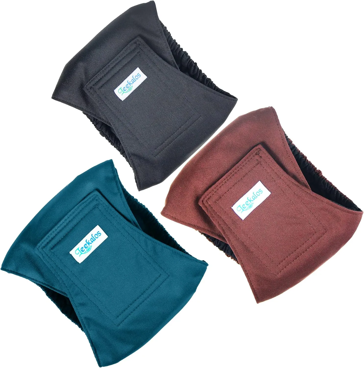 Leekalos Male Dog Diapers (3 Pack), High Absorbing Dog Belly Bands for Male Dogs, Washable Reusable Dog Male Wraps (Black, Blue, Coffee, X-Large)