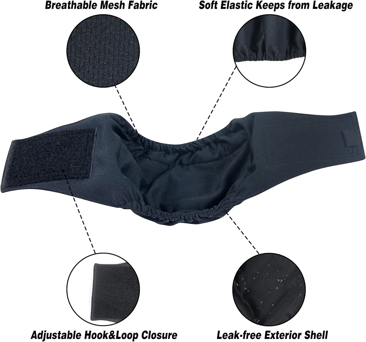 Leekalos Male Dog Diapers (3 Pack), High Absorbing Dog Belly Bands for Male Dogs, Washable Reusable Dog Male Wraps (Black, Blue, Coffee, X-Large)