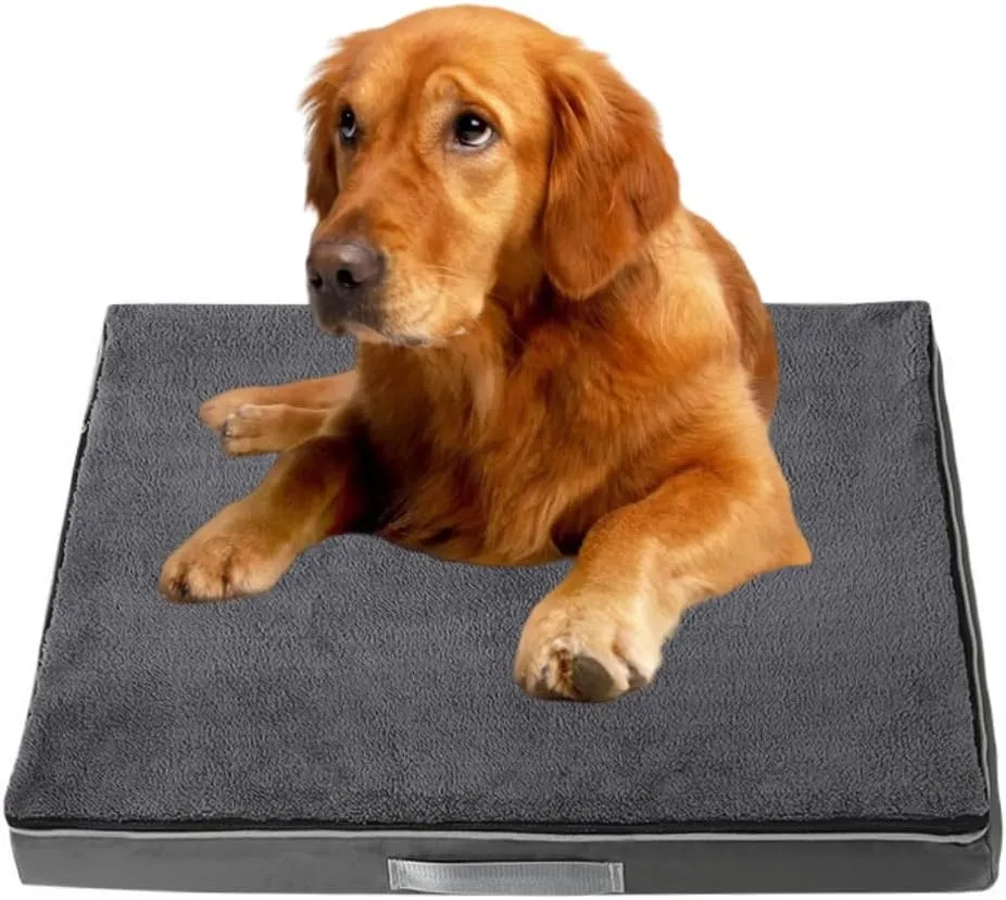 Memory Foam Dog Bed for Extra Large Dogs Washable Dog Beds,Orthopedic Waterproof Large Dog Bed with Washable Removable Cover (L, Dark Grey)