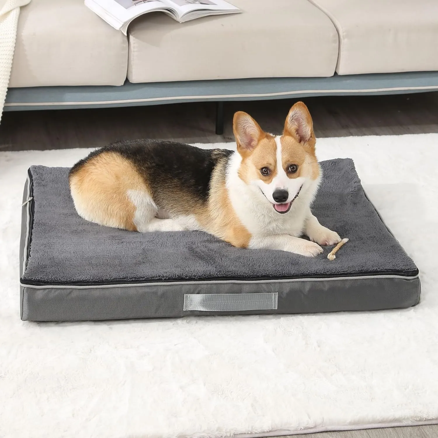 Memory Foam Dog Bed for Extra Large Dogs Washable Dog Beds,Orthopedic Waterproof Large Dog Bed with Washable Removable Cover (L, Dark Grey)