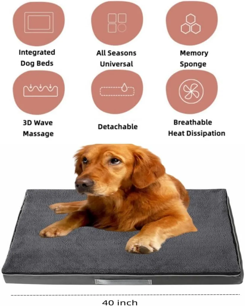Memory Foam Dog Bed for Extra Large Dogs Washable Dog Beds,Orthopedic Waterproof Large Dog Bed with Washable Removable Cover (L, Dark Grey)