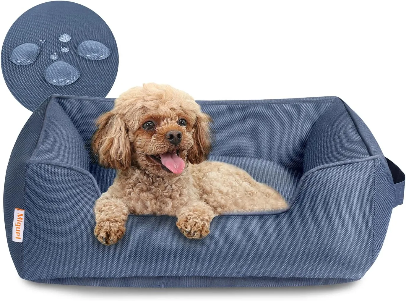 Miguel Outdoor Waterproof Cat Bed with Side, Oxford Durable Dog Bed for Small Dog Easy Clean, All Weather Rectangle Medium Pet Bed Bolster Tough Puppy Bed Scratch Resistant Removable Cover, 25 inches